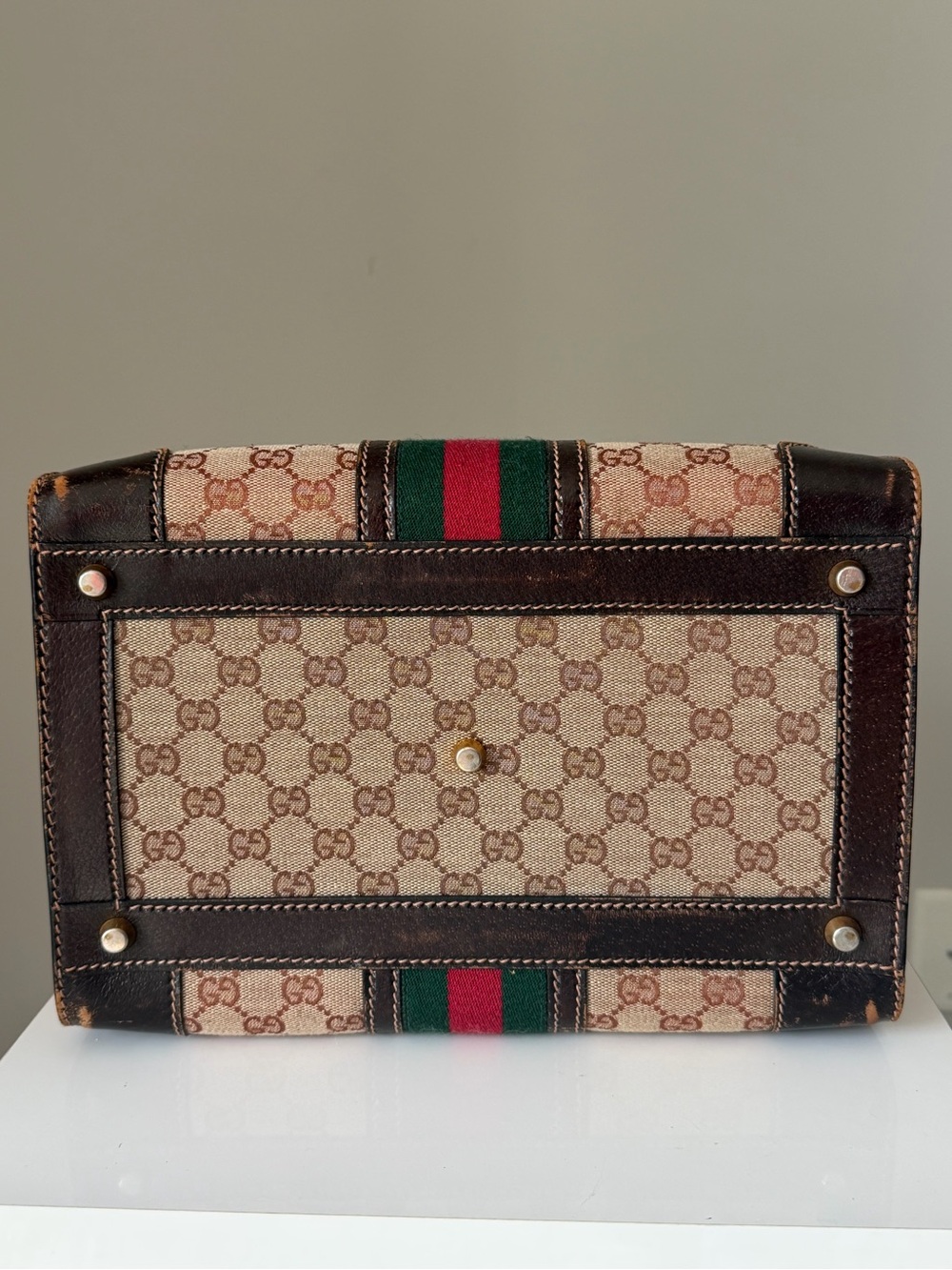 Vintage Gucci GG Supreme Sherry Web Train Case Vanity Bag - Picture 8 of 16